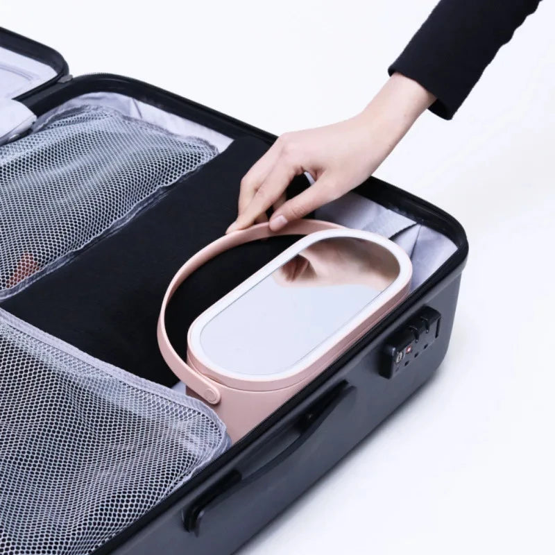 Makeup Organizer Box with LED Light Mirror